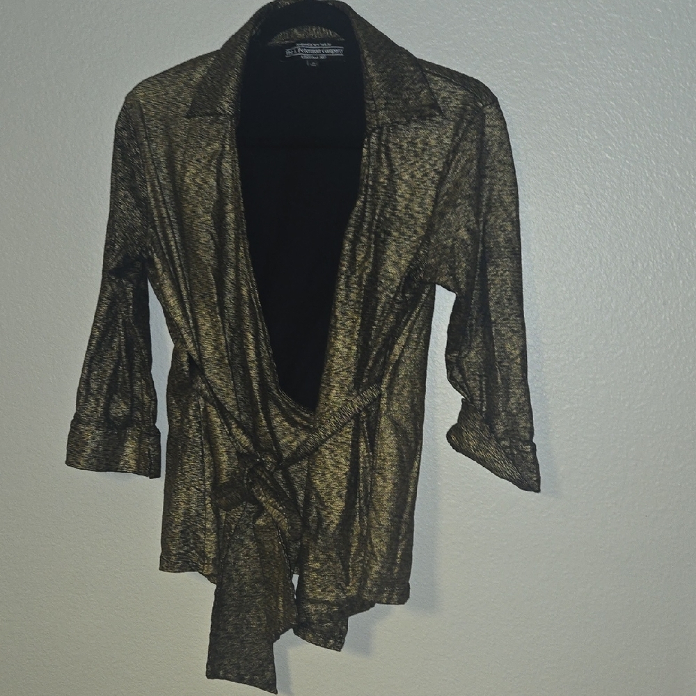 Pendleton Metallic Gold Wrap Blouse - image 1